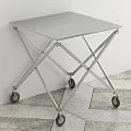Stainless Steel Folding Coffee Table With Wheels And Coffee Cup Croissant Jars