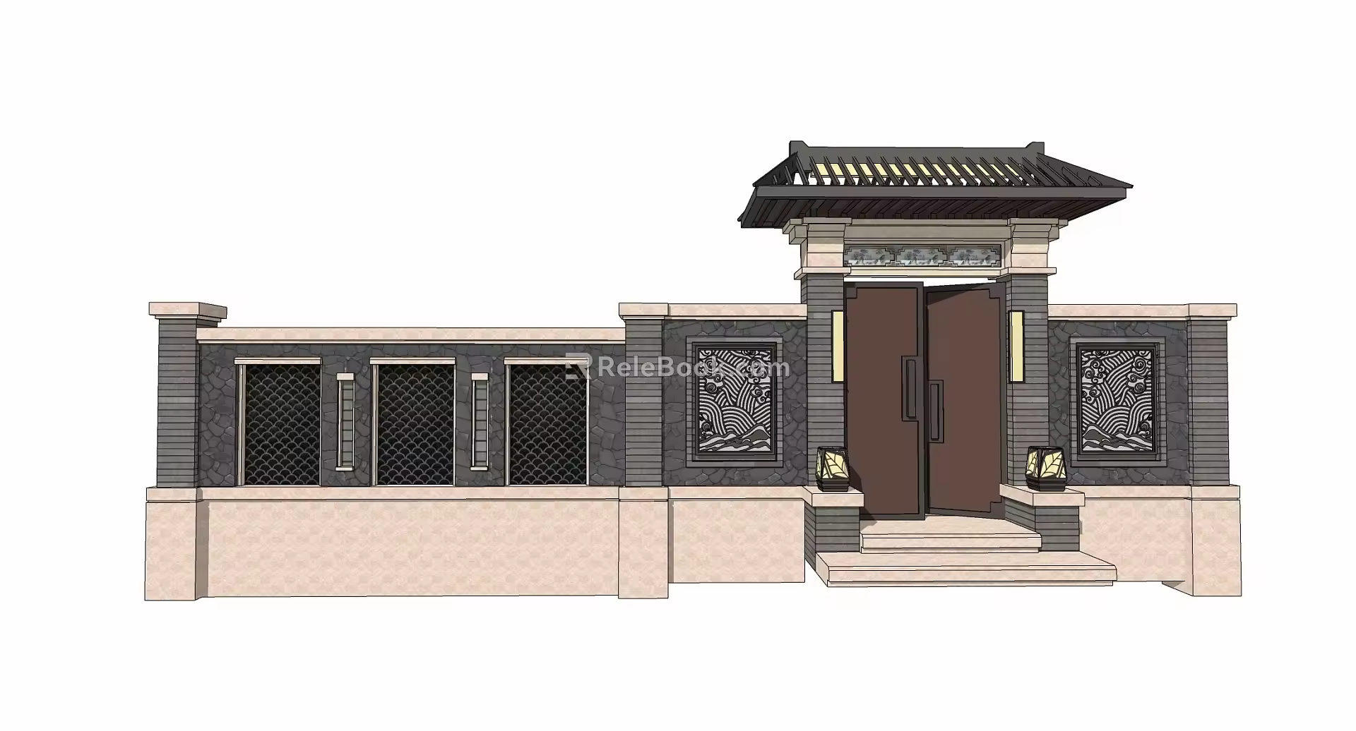 New Chinese Style Gate 3d model