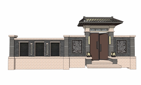 New Chinese Style Gate 3d model