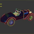 Vintage Blue Convertible Car With Classic Open Top And Retro Design Style