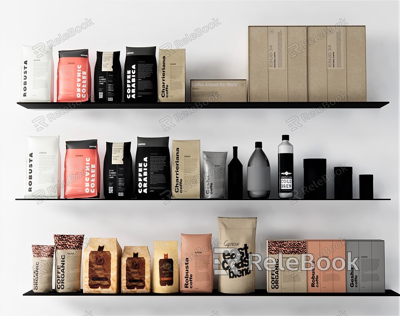 Modern Packaging Bags Food Beverage Packaging Coffee Bean Kraft Paper Coffee Bean model