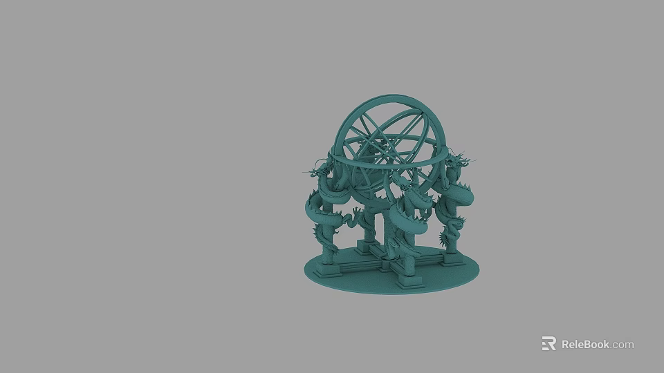 Green Mechanical Structure Model With Circular Wheel And Intricate Supporting Frames Design 3d model 