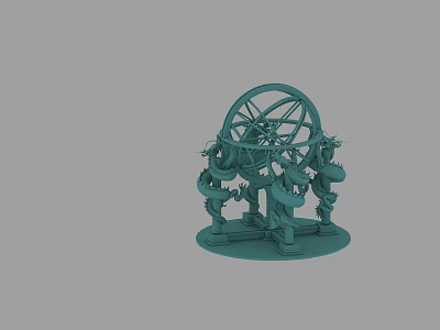 Green Mechanical Structure Model With Circular Wheel And Intricate Supporting Frames Design 3d model