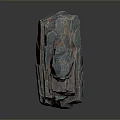 Various Textured Wood Stone Pieces In Different Shapes On Gray Background With Reflections 3d model