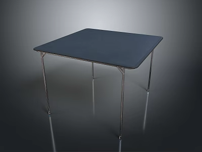 Modern Square Dining Table With Dark Smooth Surface And Silver Metal Legs 3d model