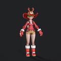 Woman in Festive Christmas Outfit with Reindeer Antler Hat Red Plaid Coat and Golden Shorts