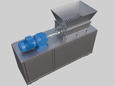 Industrial Shredder with Blue Motor Stainless Steel Feeding Hopper and Heavy Duty Cabinet 3d model