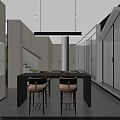 Modern Office Corridor With Dark Wood Grain Walls Red Cabinet And Golden Statue