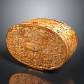 Ornate Golden Box With Intricate Carved Floral Patterns For Home Decor Storage