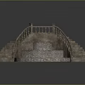 Stone Steps And Balustrade With Circular Multi Level Blue Platform Design