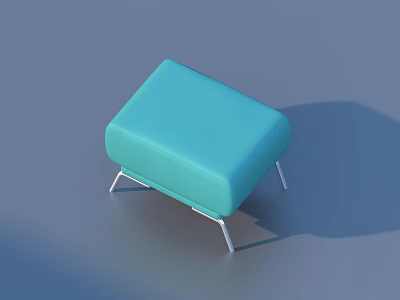 Turquoise Square Padded Stool With Metal Legs Modern Design For Home Daily Use 3d model