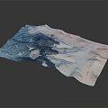 Detailed Colored Terrain Model With Rolling Mountain Peaks And Blue Pink White Shades