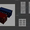 Modern Red and Blue Container Building Featuring China Railway Logo Design