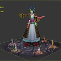 Game Movie Character In Purple Robe Holding Open Book With Candles On Magic Circle