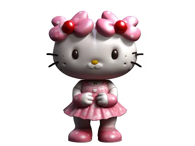Hello Kitty Building Blocks With Pink Bow Skirt And Cute Doll Design 3d model