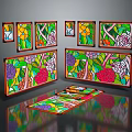 Stained Glass Decorative Pieces with Vibrant Floral Patterns in Various Shapes and Sizes