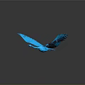 Blue Flying Bird With Spread Wings 3D Art Model On Dark Reflective Background 3d model