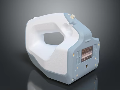 Portable Computer Device With White Light Blue Handle Interface And Label Design 3d model