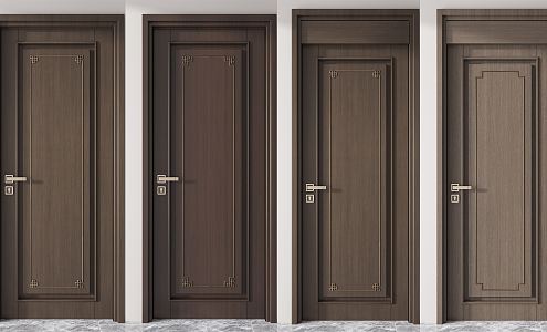 New Chinese Style Flat Door Single Door 3d model