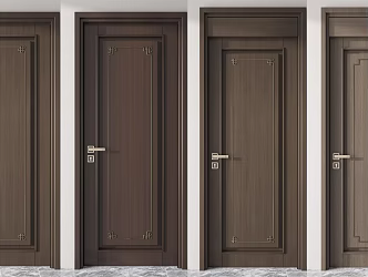 New Chinese Style Flat Door Single Door 3d model