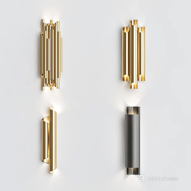 Modern Luxury Gold And Black Wall Sconces Contemporary Design For Interior Decor 3d model 