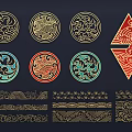Traditional Wall Decor With Various Circular Diamond Patterns And Colorful Striped Motifs