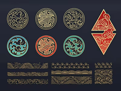 Traditional Wall Decor With Various Circular Diamond Patterns And Colorful Striped Motifs 3d model