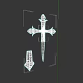 Unique Ornate Cross Pendant Jewelry With Golden Silver Metal Spikes Design