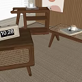 Middle-ancient style side a few corners a few rattan square a few magazine rack books coffee desk calendar 3d model