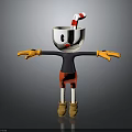Cute Cup Shaped Cartoon Character With Red White Striped Hat Red Nose And Outstretched Arms