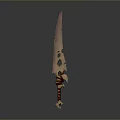 Decorative Bladed Weapon With Unique Hole Design And Ornate Handle