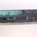 Rustic Blue Green Train Carriage With Multiple Windows And Wooden Doors