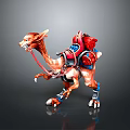 Fantasy Camel Mount With Red And Blue Decorative Armor And Gear Details