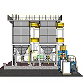 Industrial Processing Equipment With Yellow Tower Structure Pipeline And Auxiliary Components