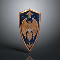 Ornate Decorative Shield With Blue Background Gold Eagle And Cross Design Elements