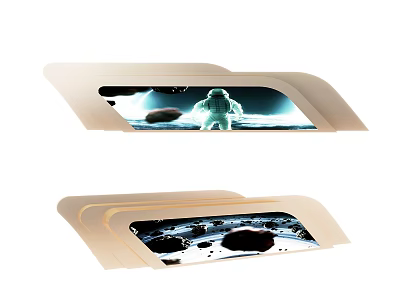 Modern Reception Desk With Astronaut Figure And Lunar Surface Decorative Design 3d model