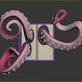 Open Book With Purple Cover And Pink Octopus Tentacles On Black Background With Reflection