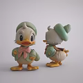 Cute Duck Doll With Front And Back View Green Hat Pink Bow And Yellow Feet