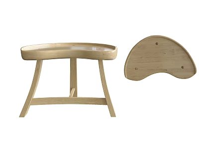 Minimalist Wooden Side Table With Oval Top And Stylish Legs For Modern Living Room Decor 3d model