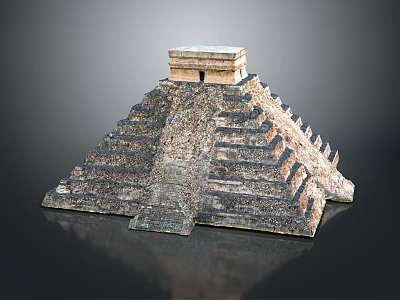 Cartoon Pyramid Scene With Ancient Step Structure And Stone Top Platform 3d model