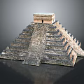 Cartoon Pyramid Scene With Ancient Step Structure And Stone Top Platform 3d model