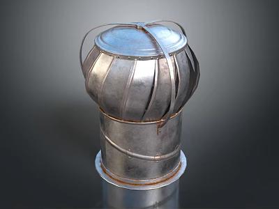 Metal Air Conditioner Vent Featuring Cylindrical Shape Ribbed Surface And Industrial Style Design 3d model