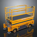Industrial Mobile Scissor Lift Equipment With Yellow Platform Safety Railings And Wheels