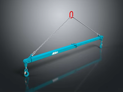 Blue Functional Vehicle With Lifting Beam Chain And Steel Hooks For Industrial Use 3d model