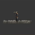 Man In Traditional Clothing With Headdress Holding Decorative Staff On Cracked Earth