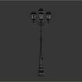 Vintage Classic Metal Floor Lamp With Three Lights And Decorative Column Base
