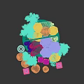 Fresh Apples and Assorted Fruits in Wicker Basket with Vegetables Wine Bottle and Glass Jars