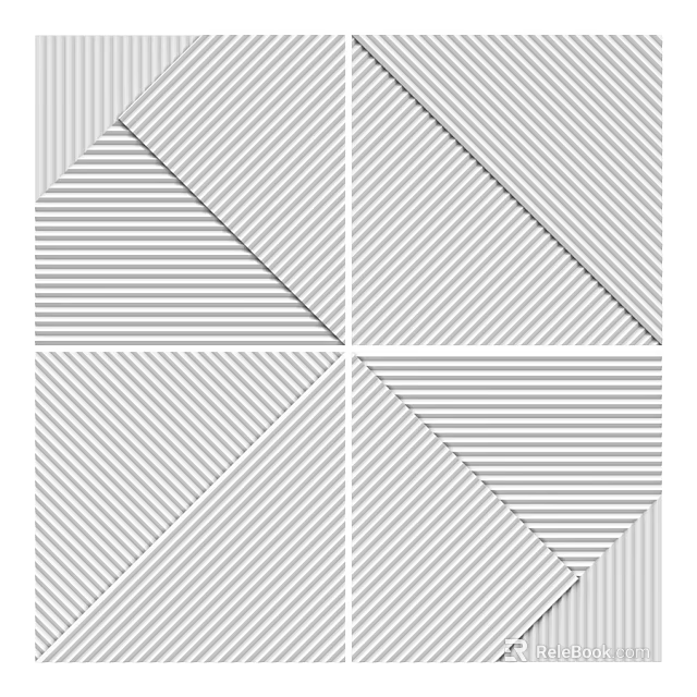 Black and White Striped Wall with Geometric Panel Design and Modern Decor 3d model 