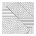 Black and White Striped Wall with Geometric Panel Design and Modern Decor