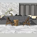 Modern Public Chairs In Lobby With Marble Floor Tables Lamps And Plants
